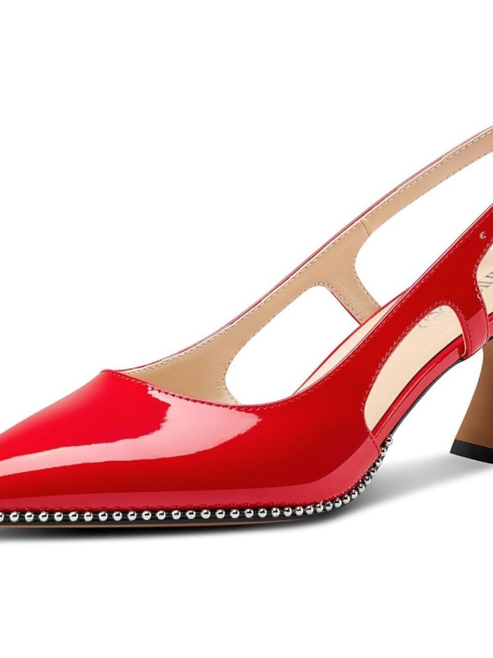 Women's Red Stylish Pointed Toe Slingback Buckle Ankle Strap Heels Shoes